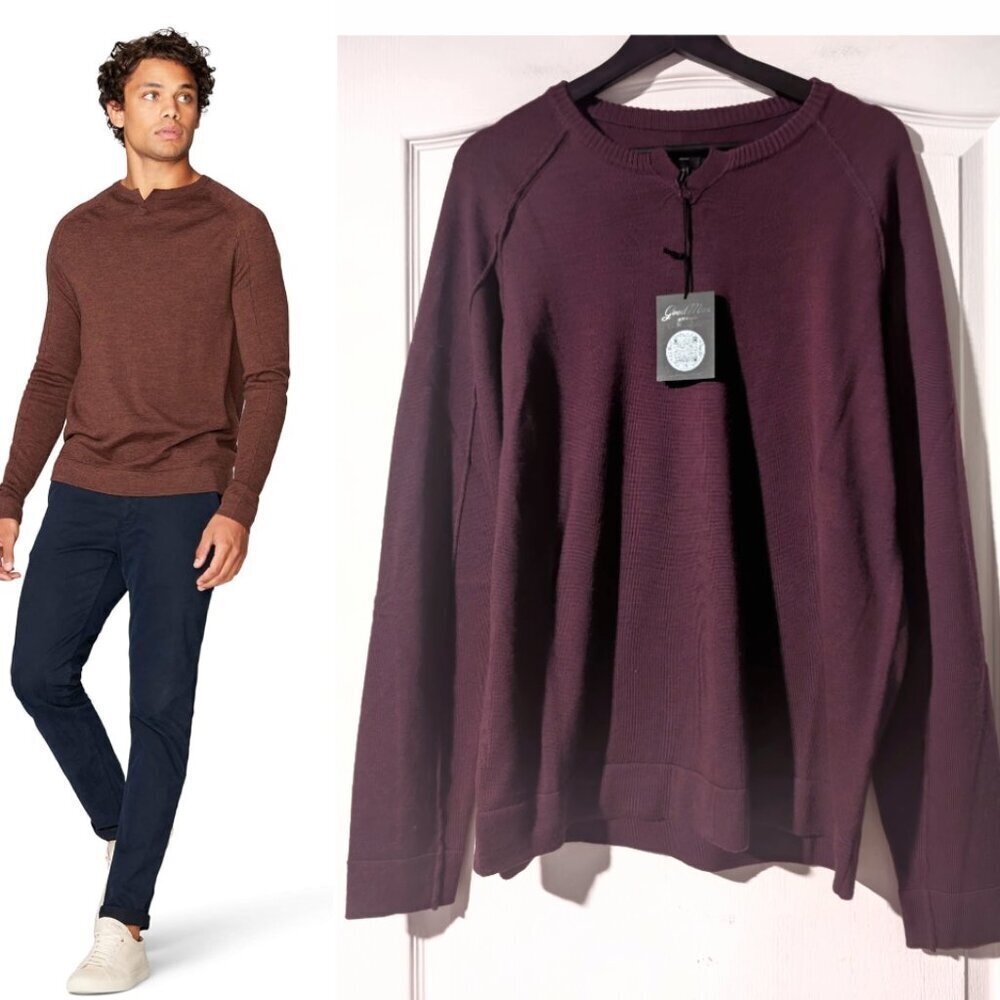 Good Man Brand | MVP V-Notch Merino Wool Sweater In Fig